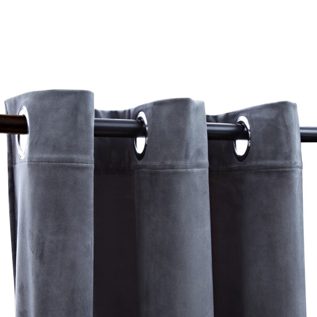 Premium narrow velvet blackout curtains in anthracite grey showing luxurious fabric texture and 85% light blocking for tall windows