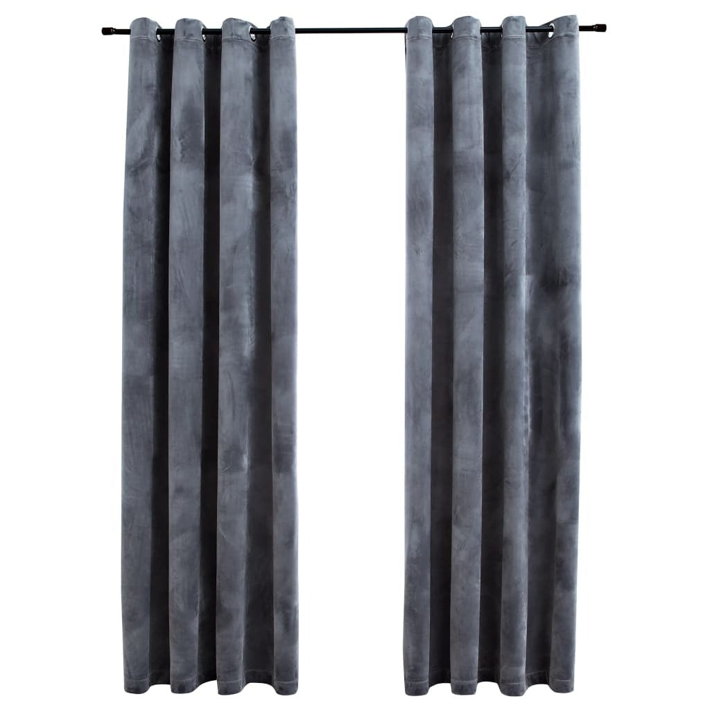 Premium velvet blackout curtains in anthracite grey showing luxurious fabric texture and 85% light blocking capability