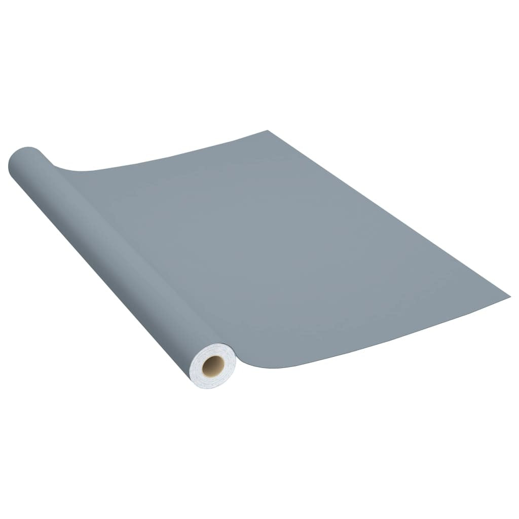 Close-up of gray furniture film showing elegant matte finish and premium waterproof PVC material for cabinet wrapping