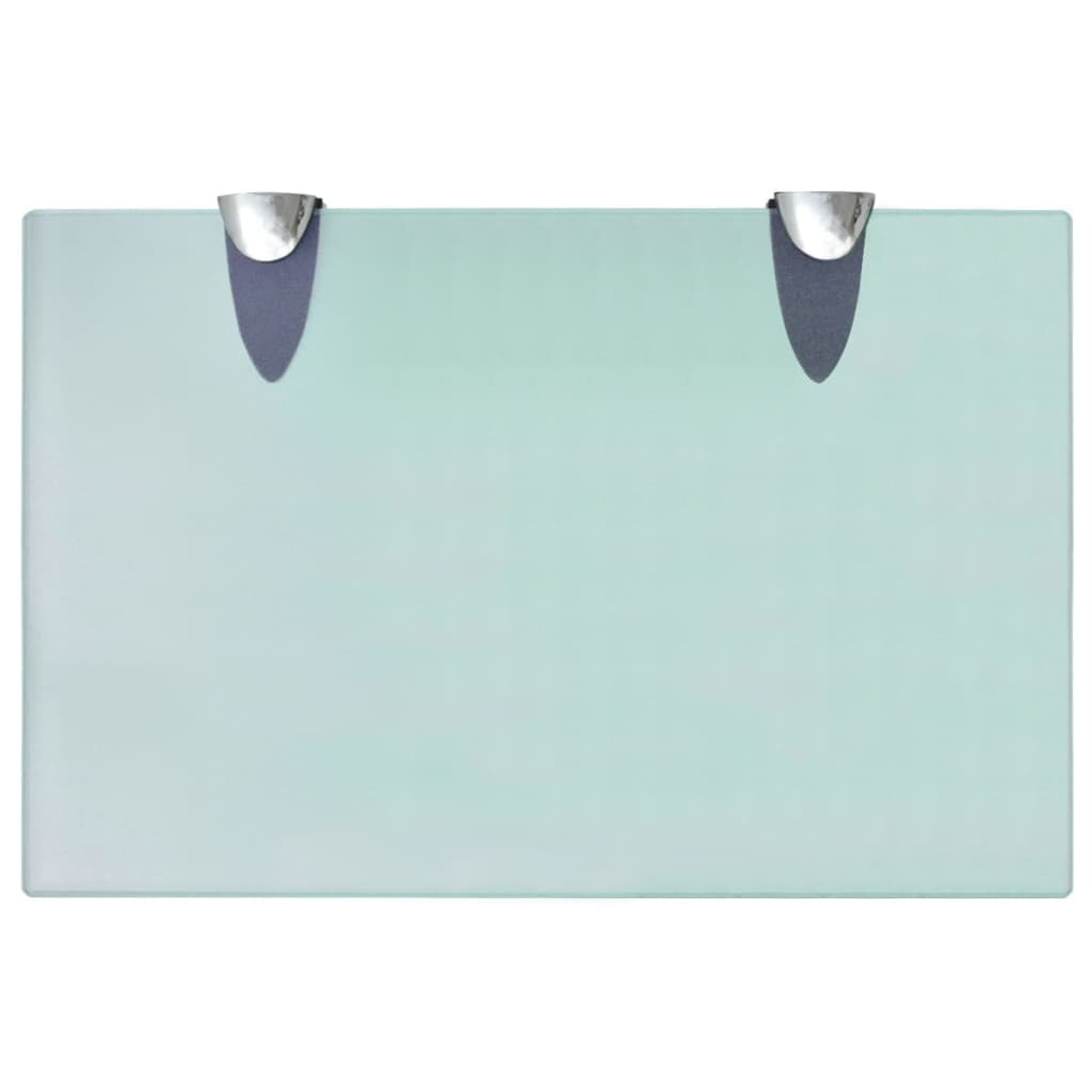 Compact clear glass floating shelf installed in modern bathroom displaying essentials
