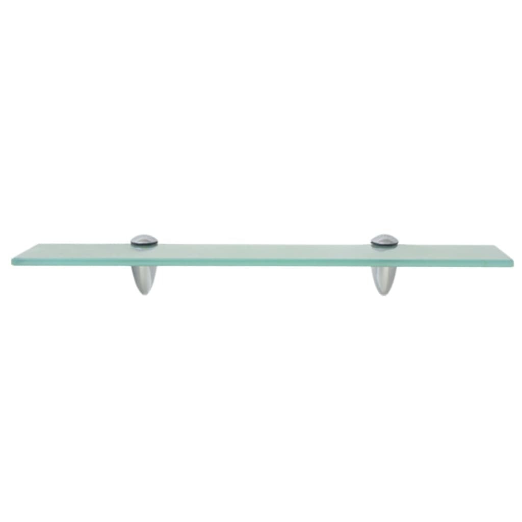 Close-up of clear tempered safety glass shelf with sleek zinc alloy mounting hardware