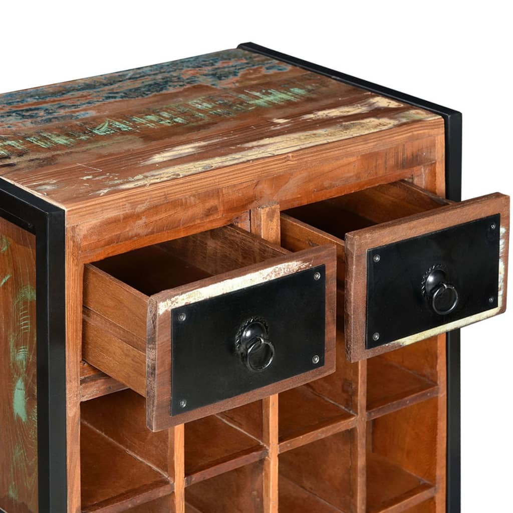 Detail of reclaimed wood wine storage showing natural grain and character, premium quality craftsmanship for wine collectors