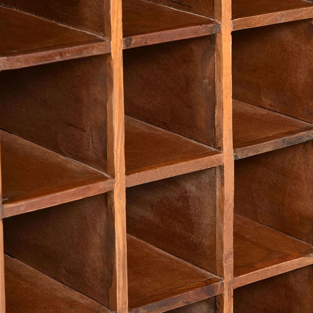 Industrial wine rack with reclaimed solid wood and metal frame, functional storage meets rustic home decor style