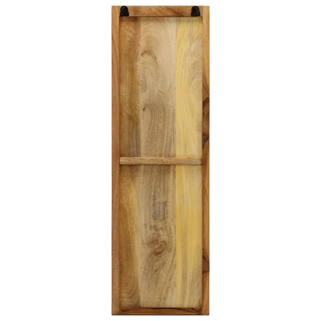 Detail of powder-coated steel hooks on mango wood coat rack showing quality craftsmanship and vintage industrial design elements