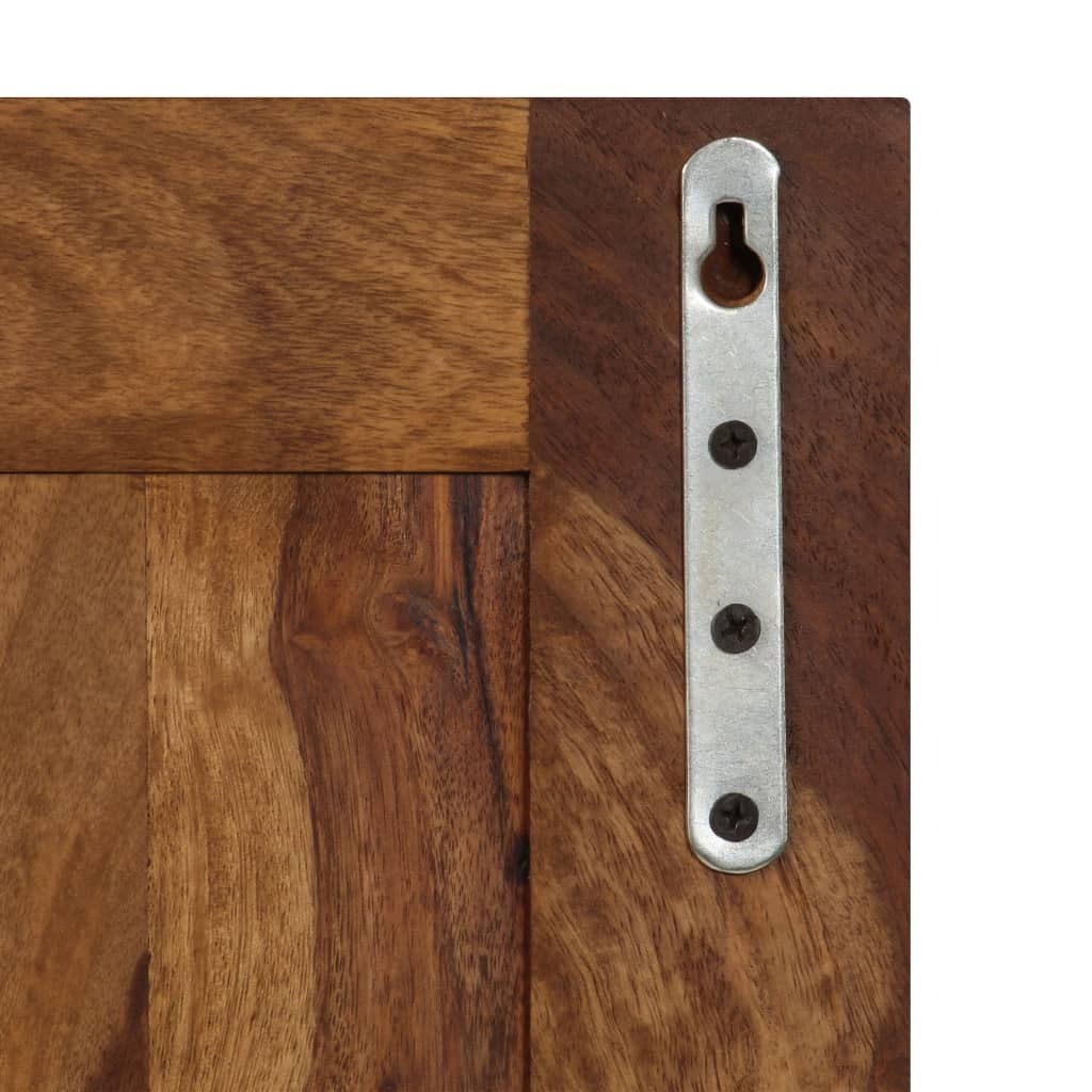 Set of 2 rustic acacia wood coat racks showing complete dimensions and farmhouse style design