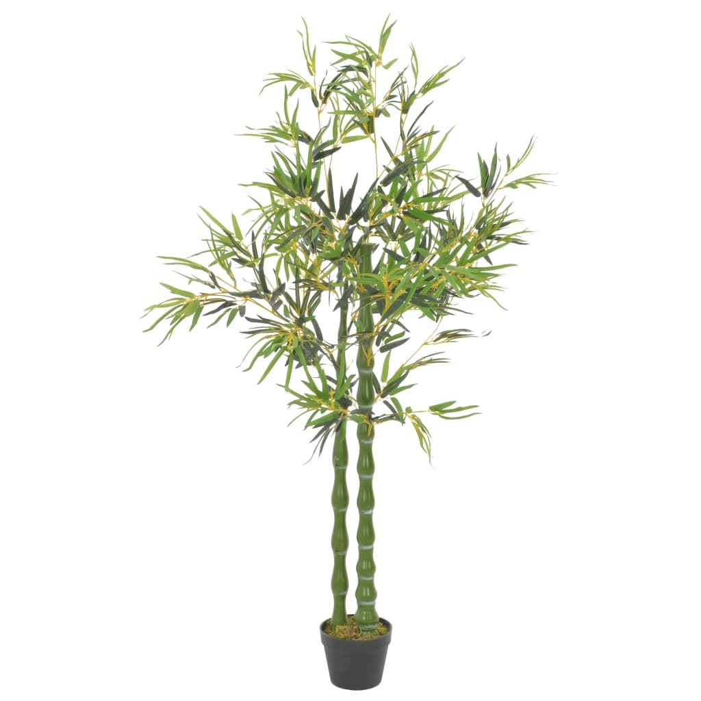 63 inch tall artificial bamboo plant with realistic green foliage in modern cylindrical pot for indoor outdoor decor