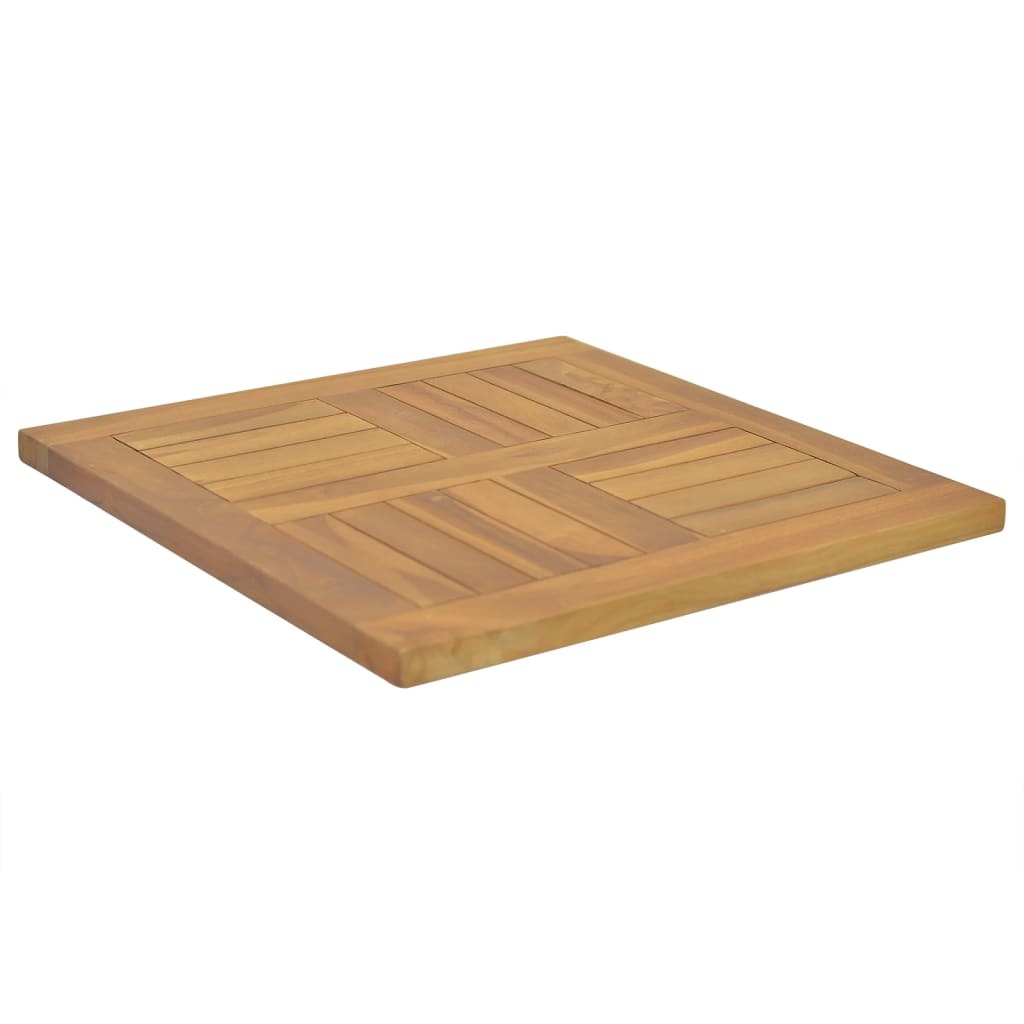 Bottom view of teak wood table top showing solid construction and quality