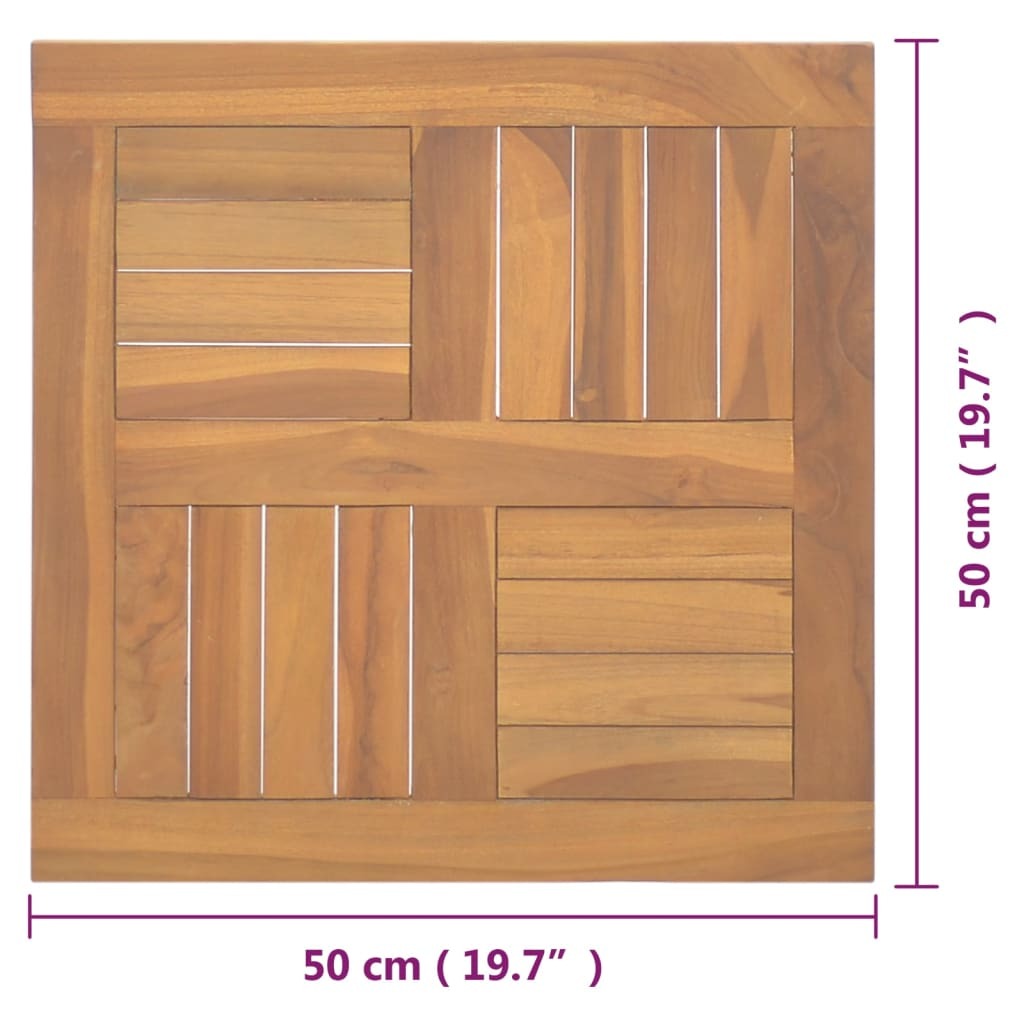 Detail of teak wood table top edge showing smooth finished surface and craftsmanship