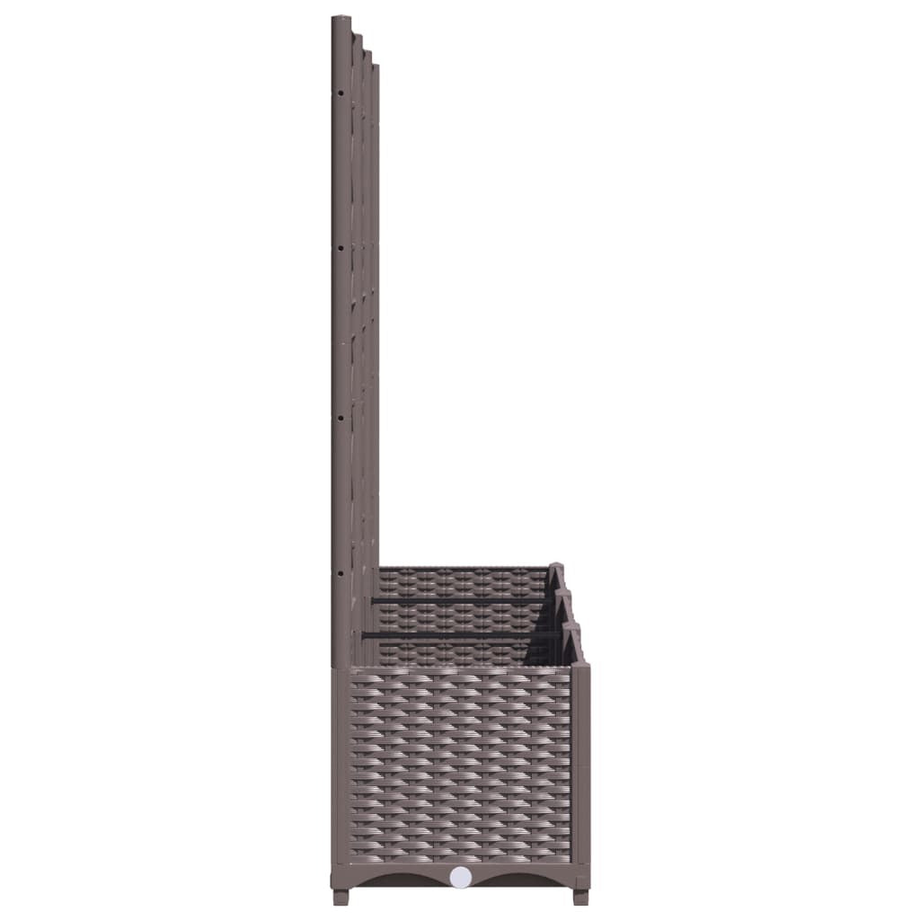 Top view of rectangular polypropylene planter showing generous 47x47 inch planting space with trellis
