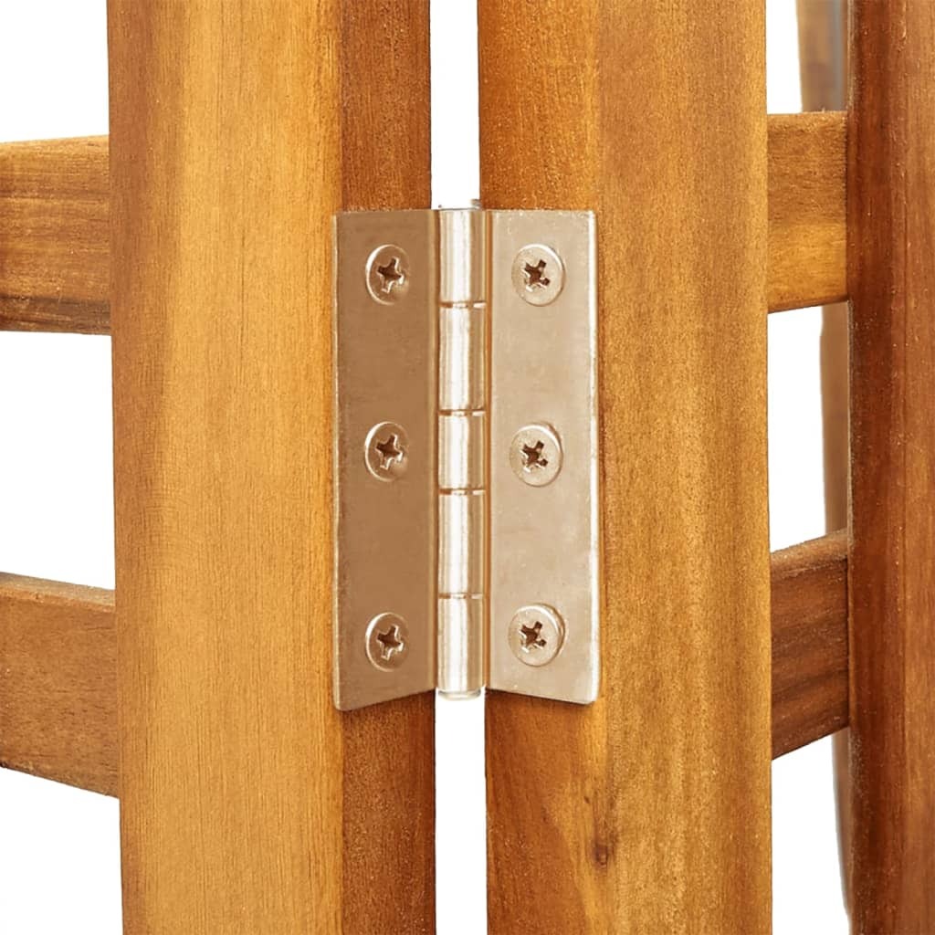 Solid acacia wood room divider panels showing oil finish and tropical hardwood quality
