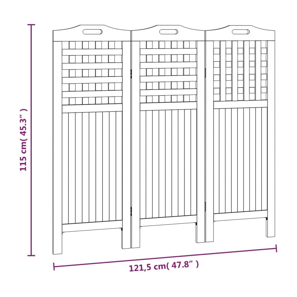 3-panel acacia wood room divider product packaging and assembly-free design