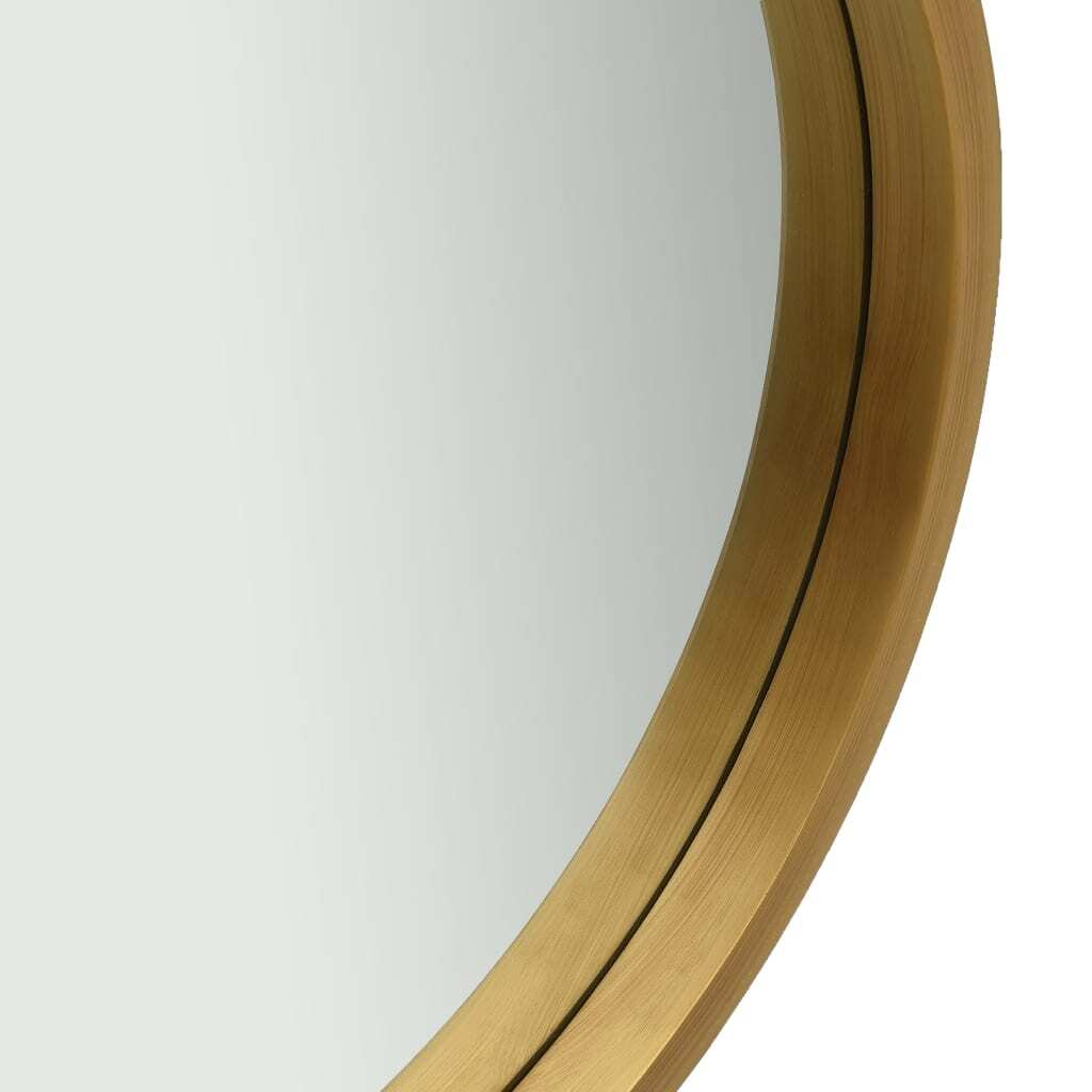 Retro gold wall mirror close-up displaying soft-touch finish and tempered glass construction