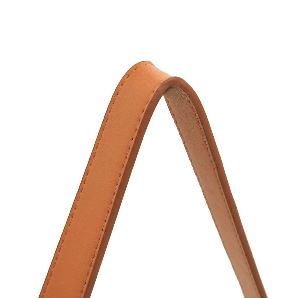 Close-up of a brown leather strap on a white background