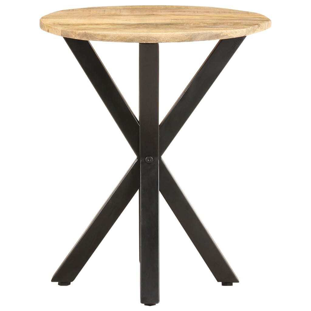 Round mango wood table top showing natural wood grain and circular shape