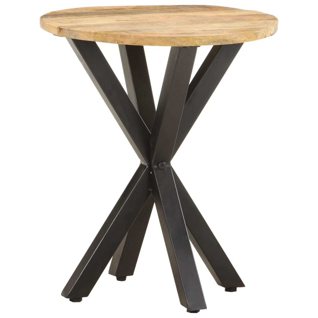 Mango wood round side table in modern living room interior setting