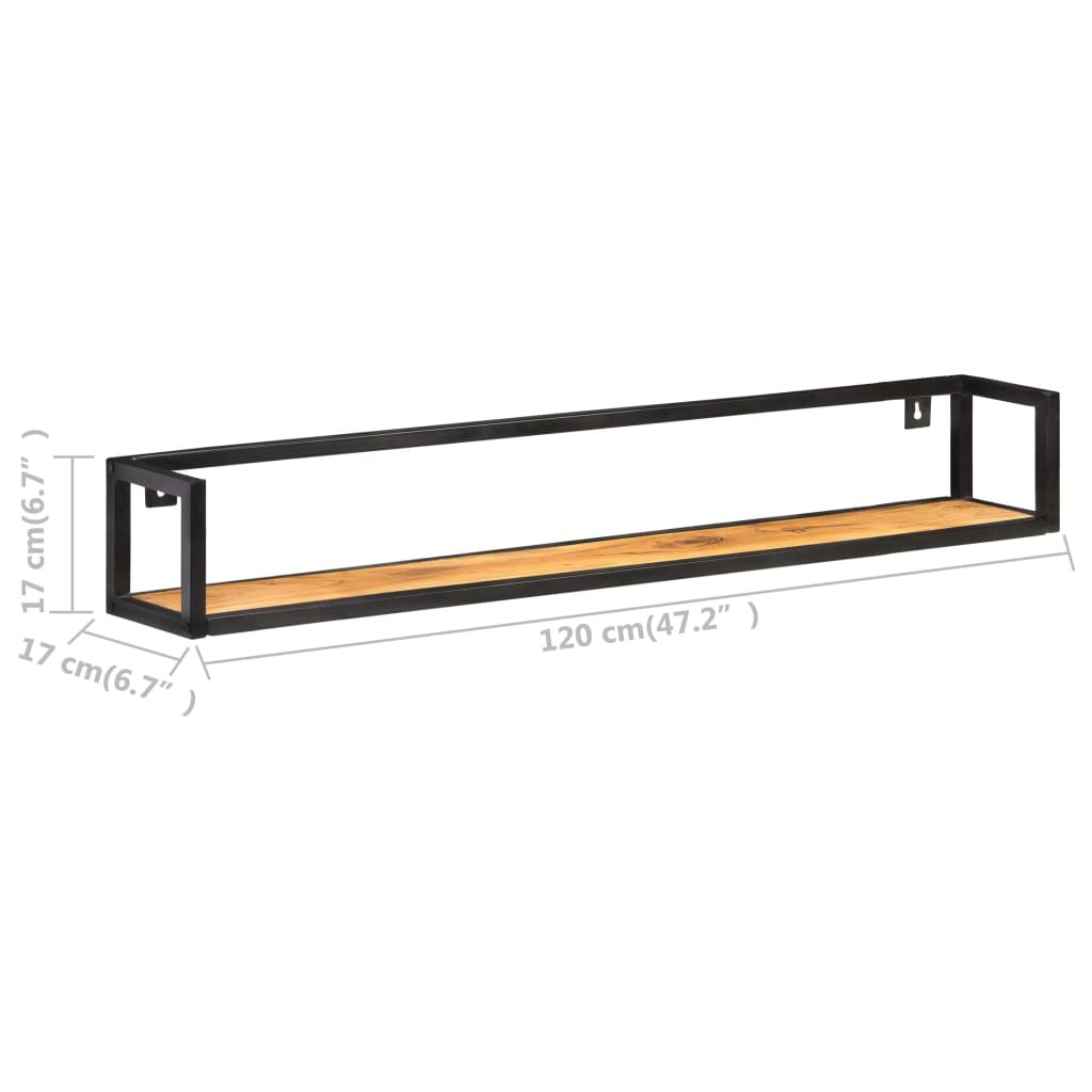Set of 2 natural acacia wood floating shelves product packaging and assembly instructions