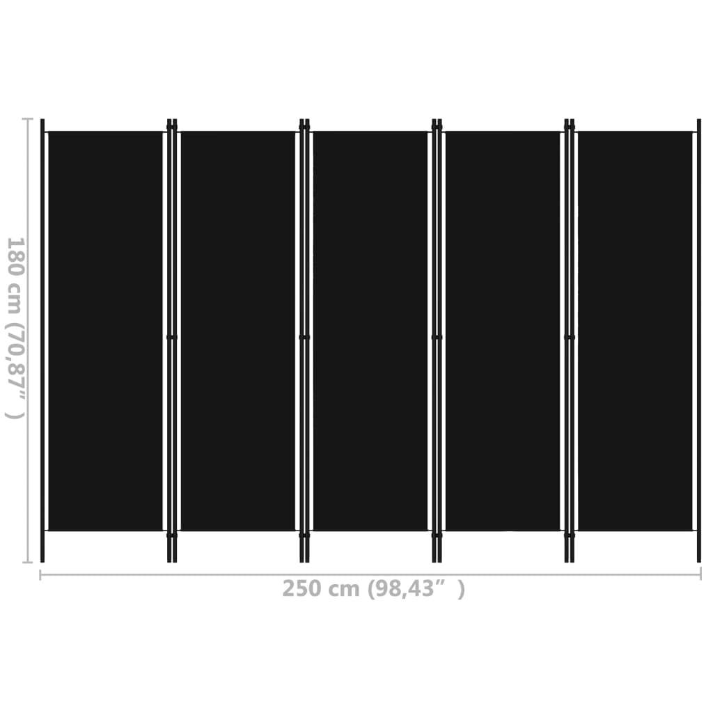 5-panel black fabric room divider product packaging and assembly instructions for home setup