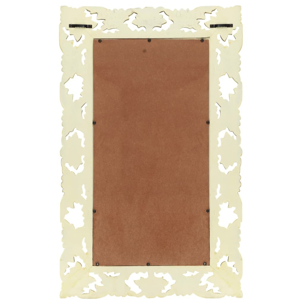 Decorative beige frame with cut-out patterns on a white background