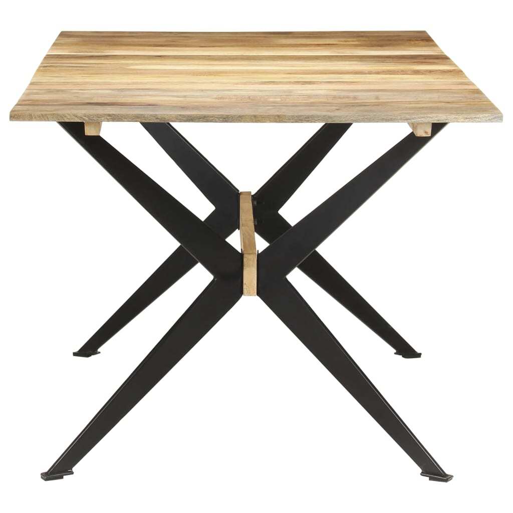 Close-up of natural mango wood grain texture and finish on dining table surface