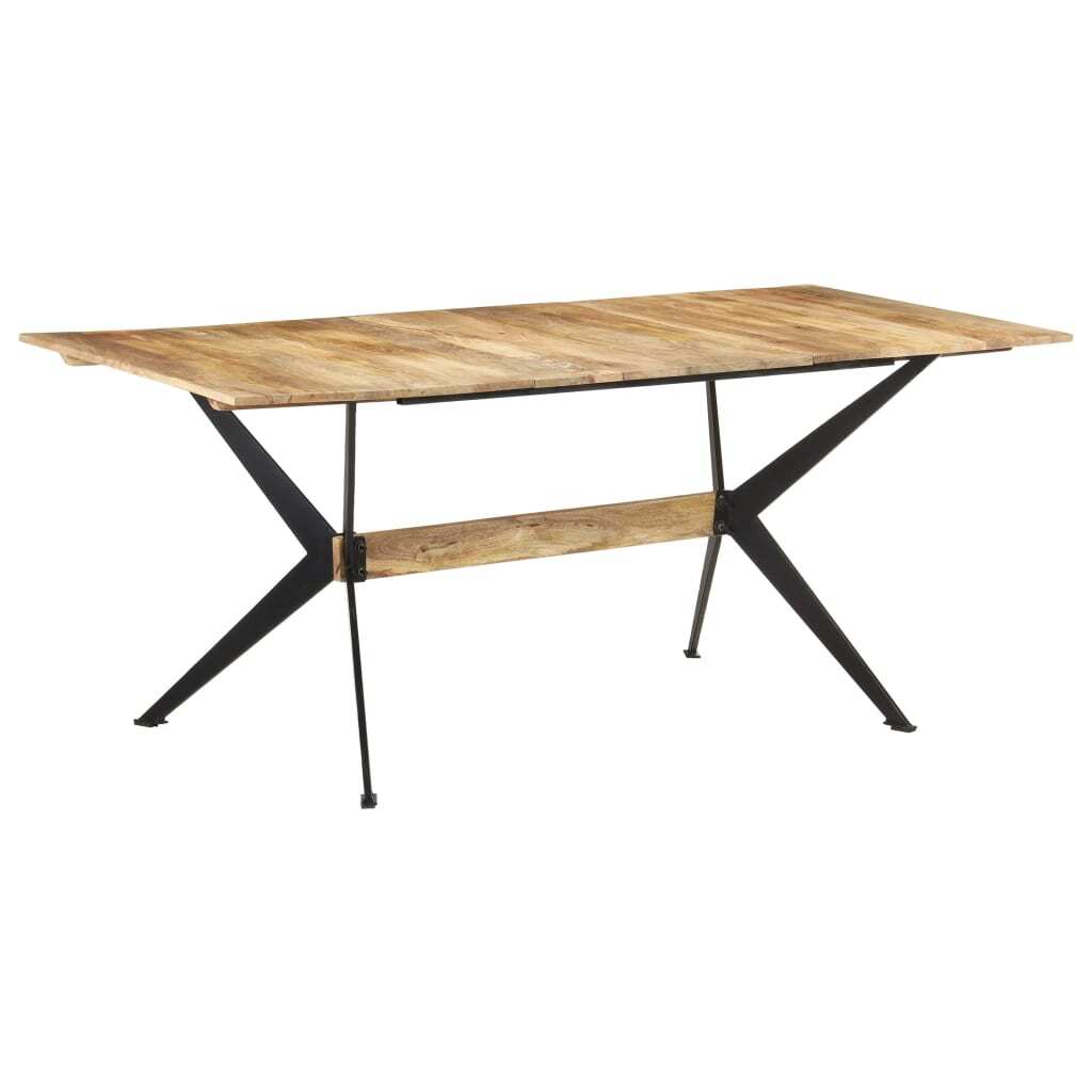 Large mango wood dining table in modern dining room interior with chairs