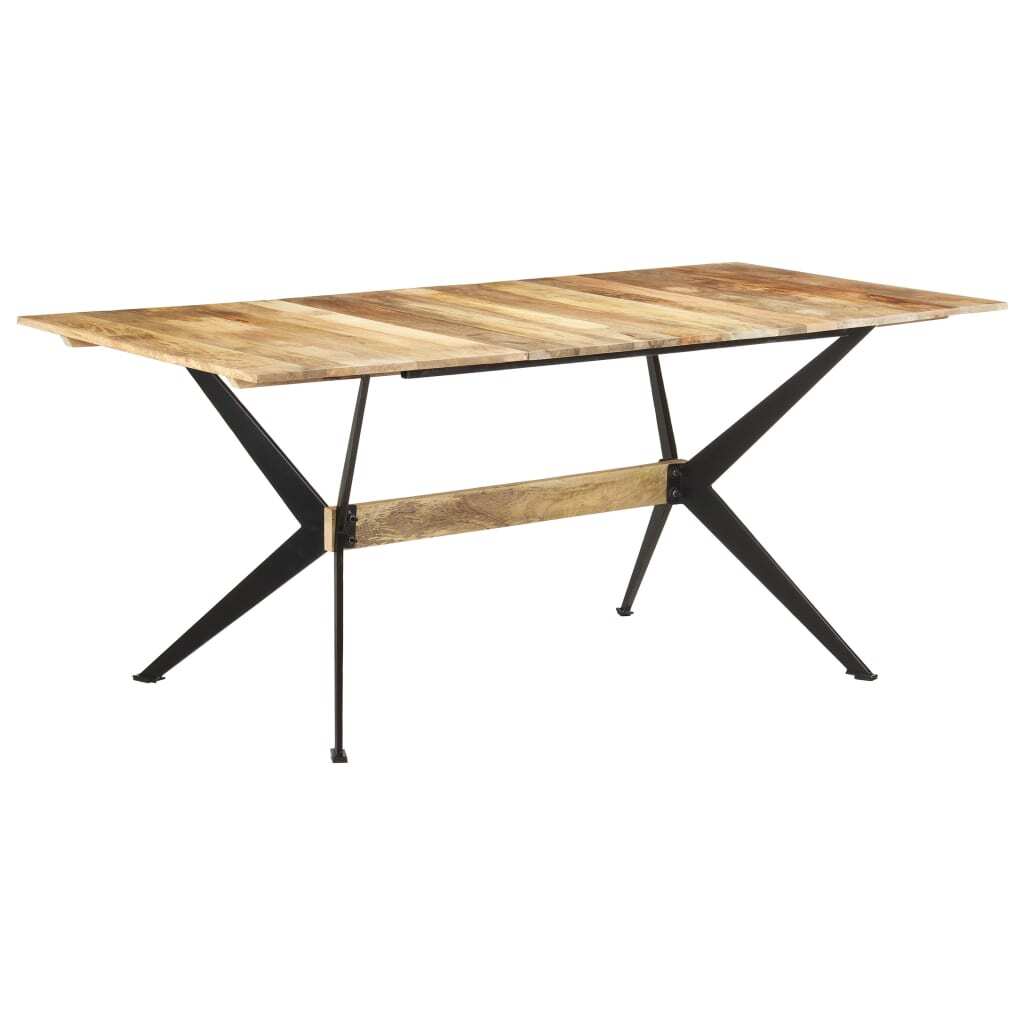 Industrial mango wood dining table showing large size perfect for family dining