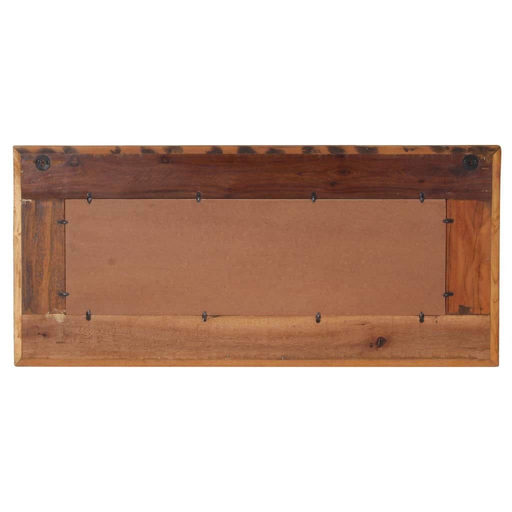 Large rectangular reclaimed wood mirror 43.3 x 19.7 inches with weathered rustic finish perfect for bedroom hallway decor