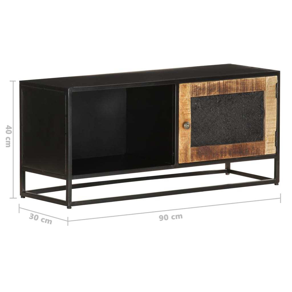 Industrial TV cabinet in room setting with modern decor