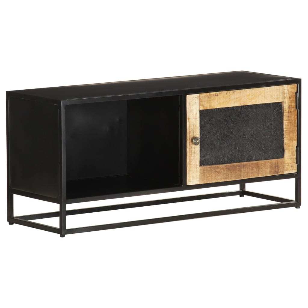 Corner angle displaying industrial frame and wood combination