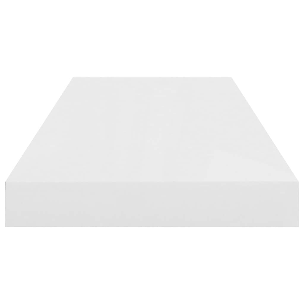 Side view of white floating wall shelf showing hidden mounting system