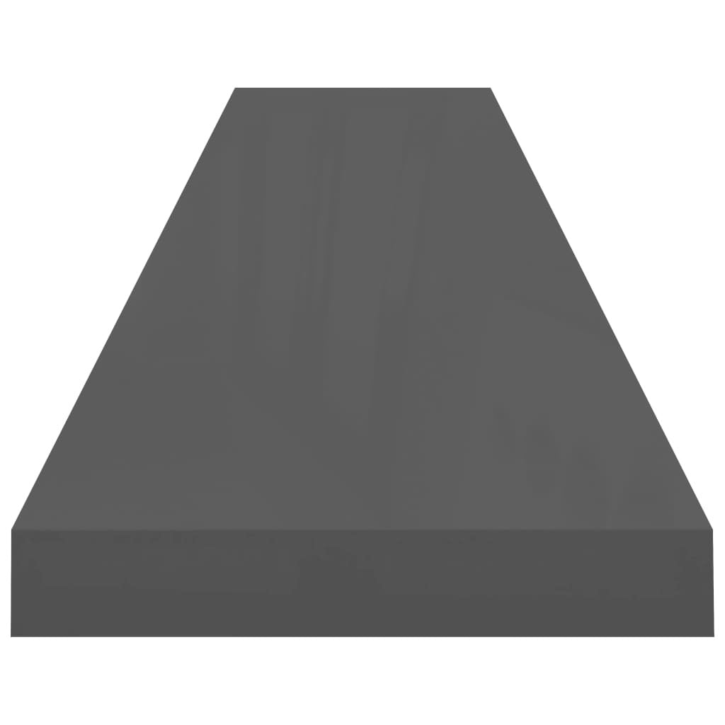 Side view of grey floating wall shelf showing hidden mounting system