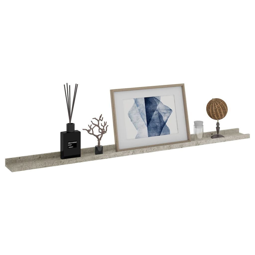 Single concrete gray wall shelf displaying 45.3 inch length and rectangular shape