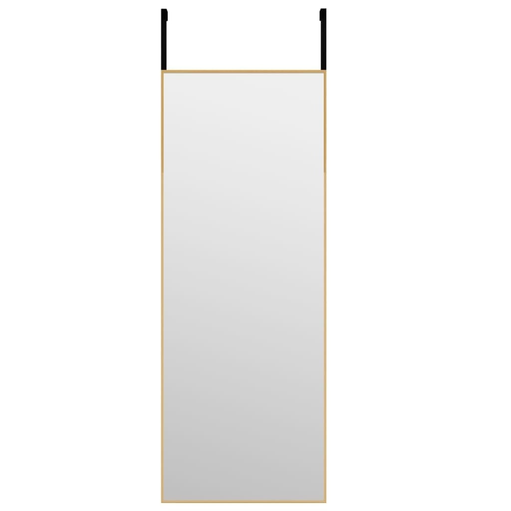 Elegant gold frame door mirror showing adjustable height feature and clear reflection, perfect for daily grooming