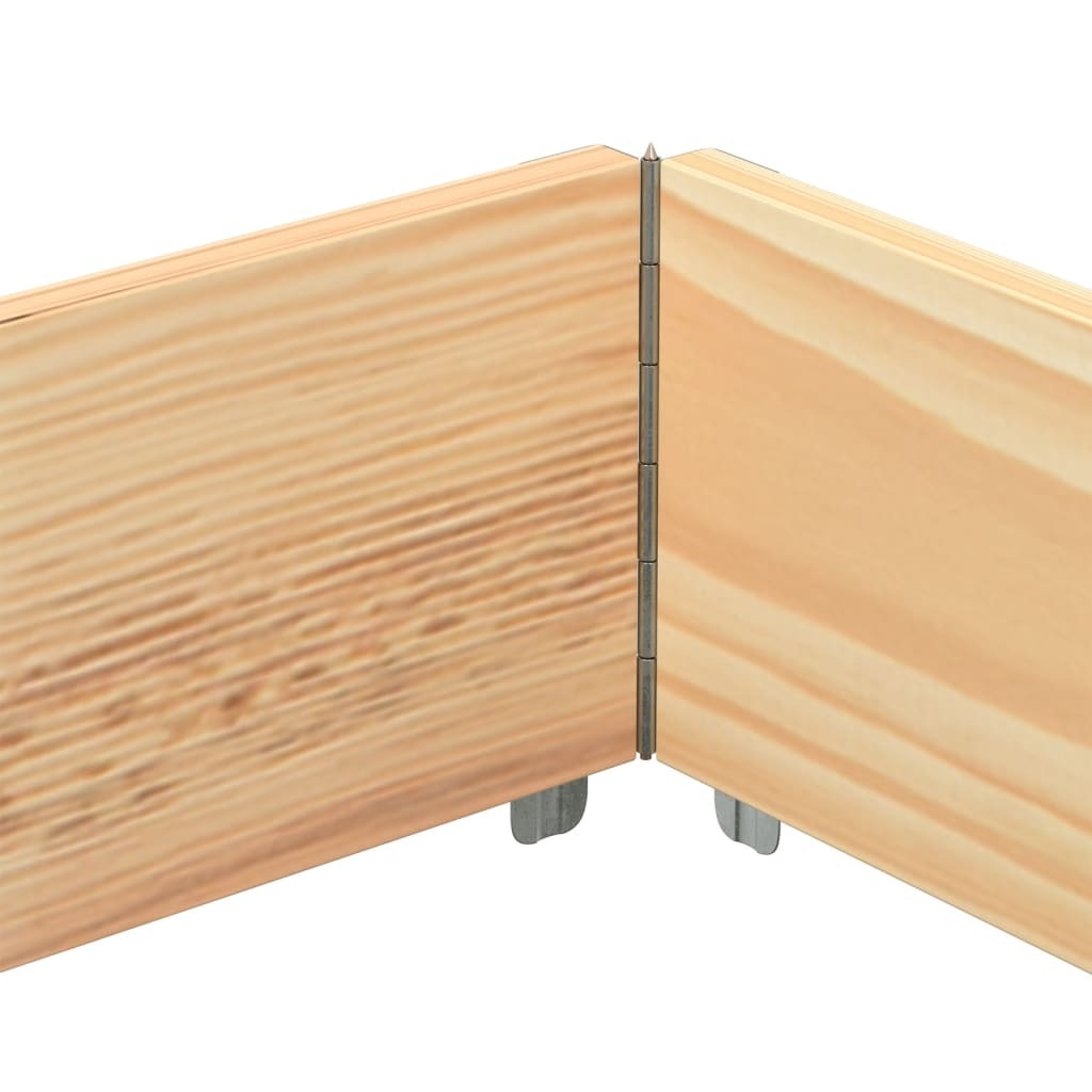 Technical diagram of rustic pine wood planter showing dimensions and drainage hole specifications