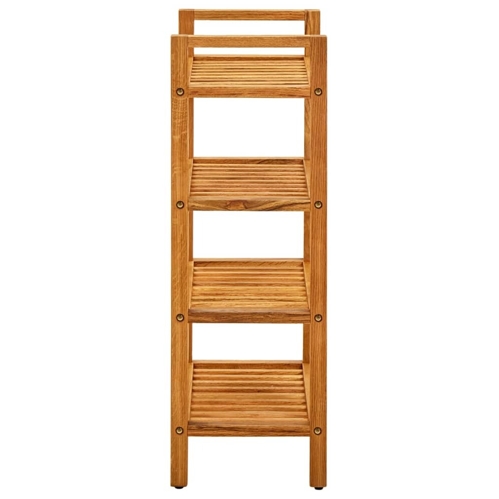 Close-up of solid oak wood shoe rack construction showing natural grain pattern