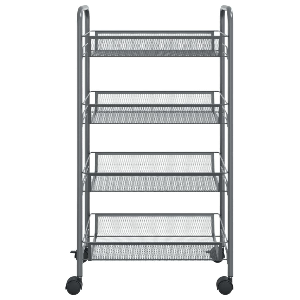Back view of 4-tier kitchen trolley showing sturdy iron frame construction