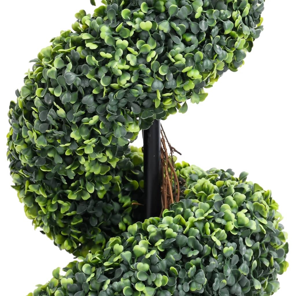 Artificial boxwood spiral topiary in entryway setting demonstrating elegant statement piece for home decoration