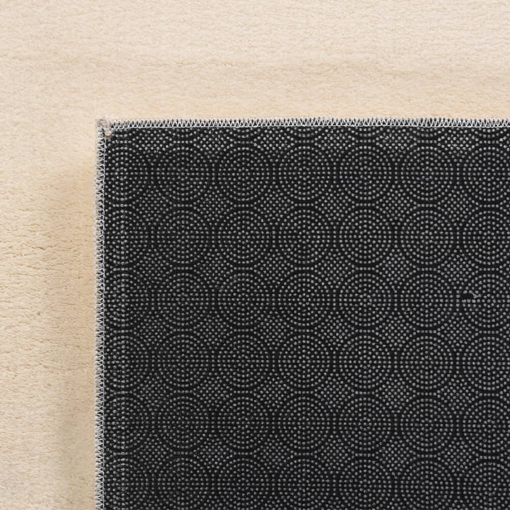 Anti-slip backing detail of washable fluffy area rug for safety