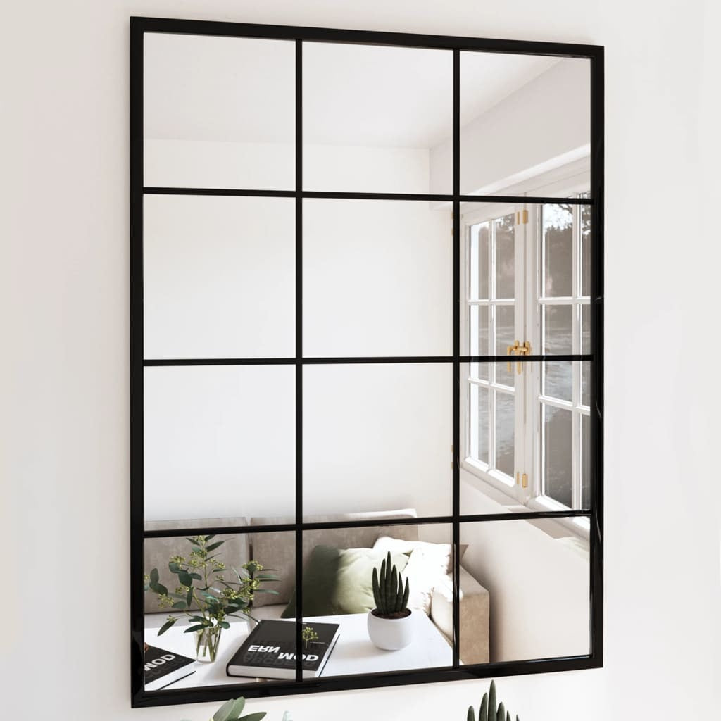 Elegant 32x24 inch rectangular wall mirror with matte black metal frame, high-quality glass perfect for bathroom, bedroom, or living room modern decor