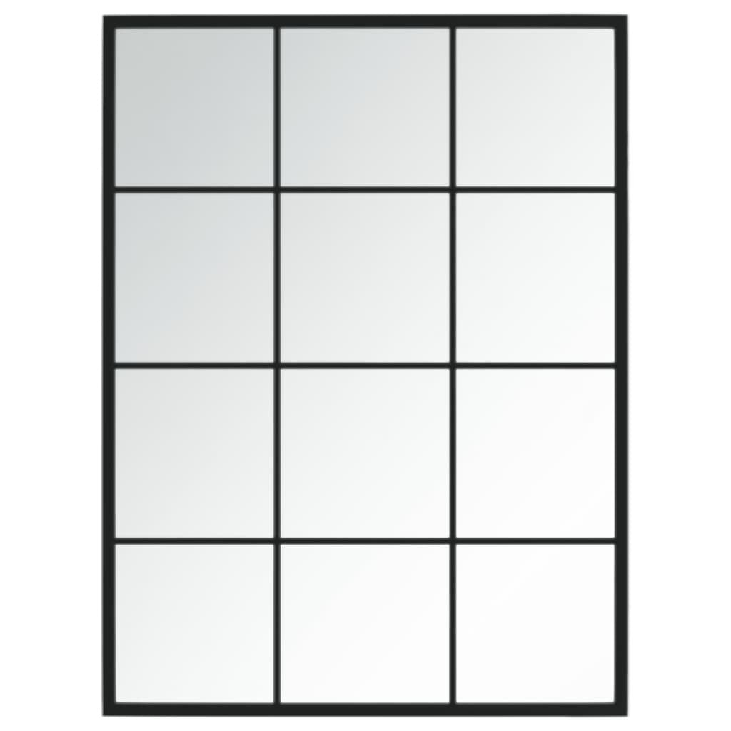 Close-up of black metal frame mirror showing sleek matte finish and quality construction, ideal for contemporary or traditional interiors
