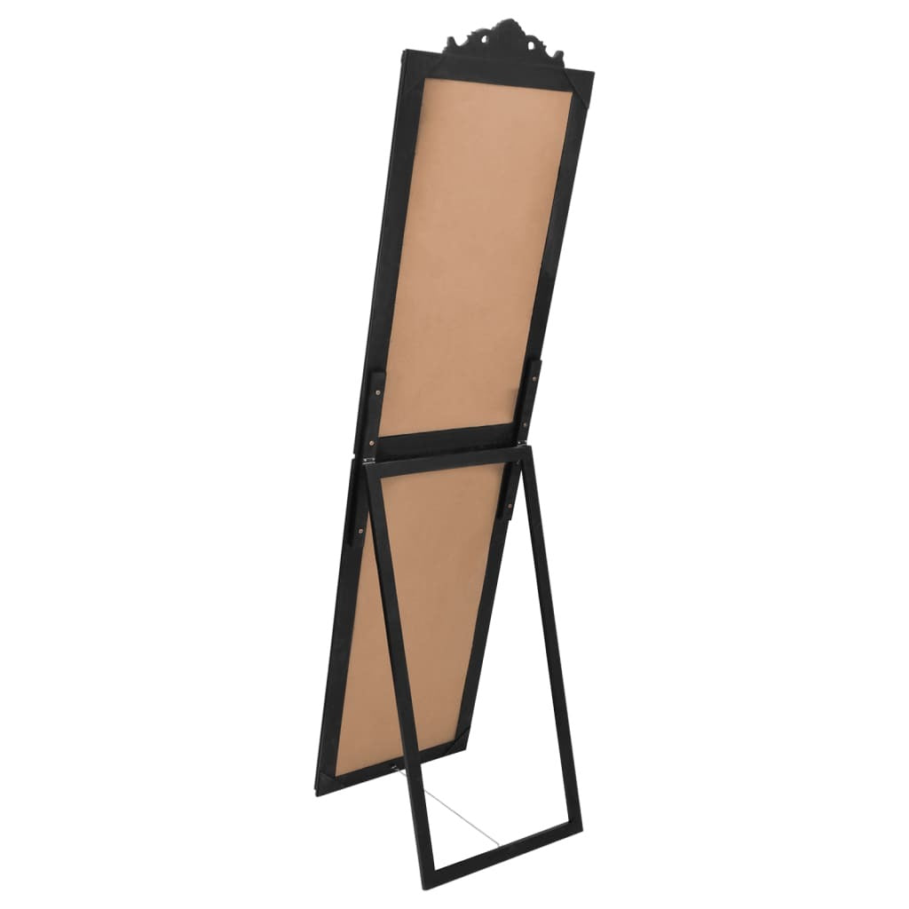 Front view of 63-inch black baroque mirror showing complete rectangular shape and elegant ornate frame design for modern or traditional interiors