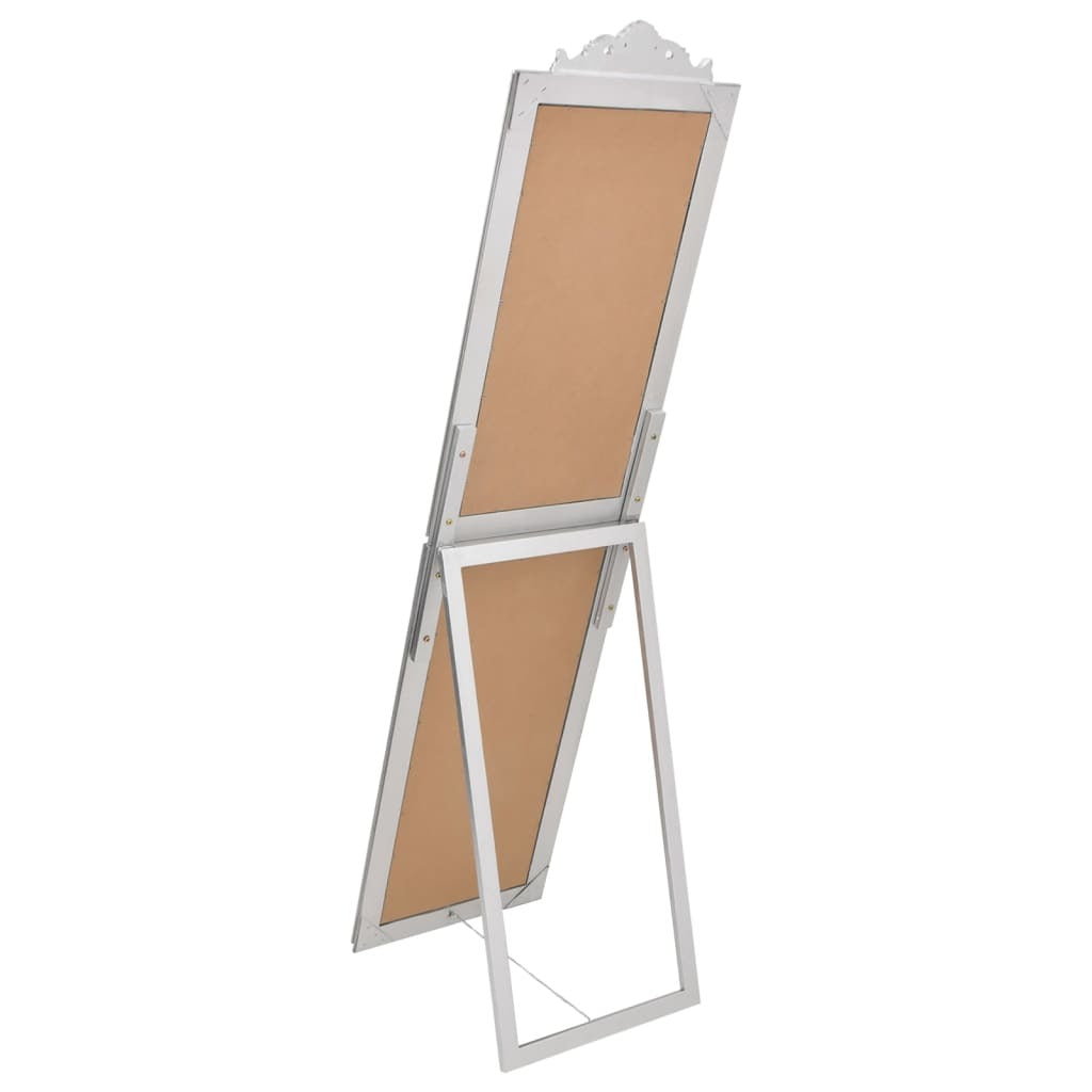 Front view of 79-inch silver baroque mirror showing complete rectangular shape and elegant ornate frame design for traditional or modern interiors