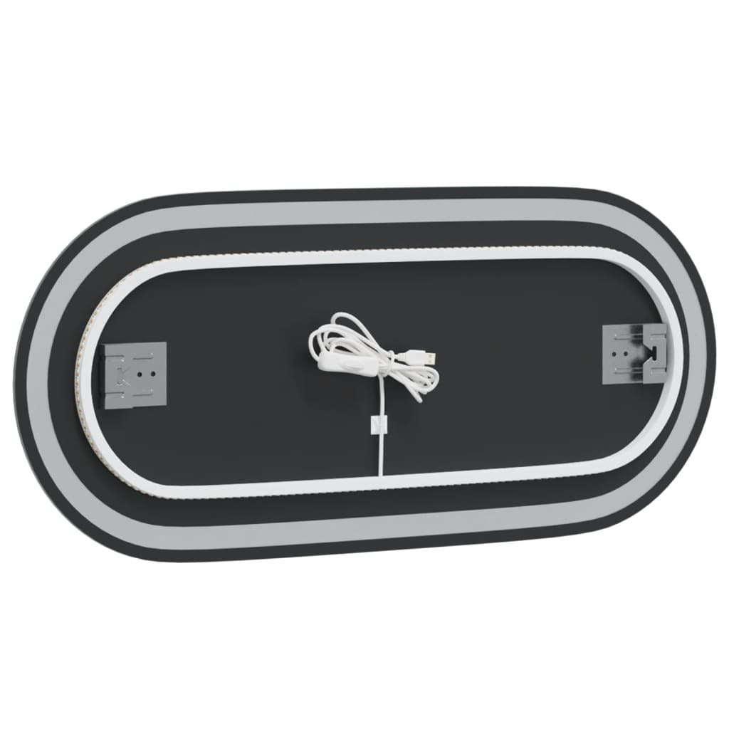 Waterproof LED bathroom mirror detail showing durable synthetic glass and mirror finish quality
