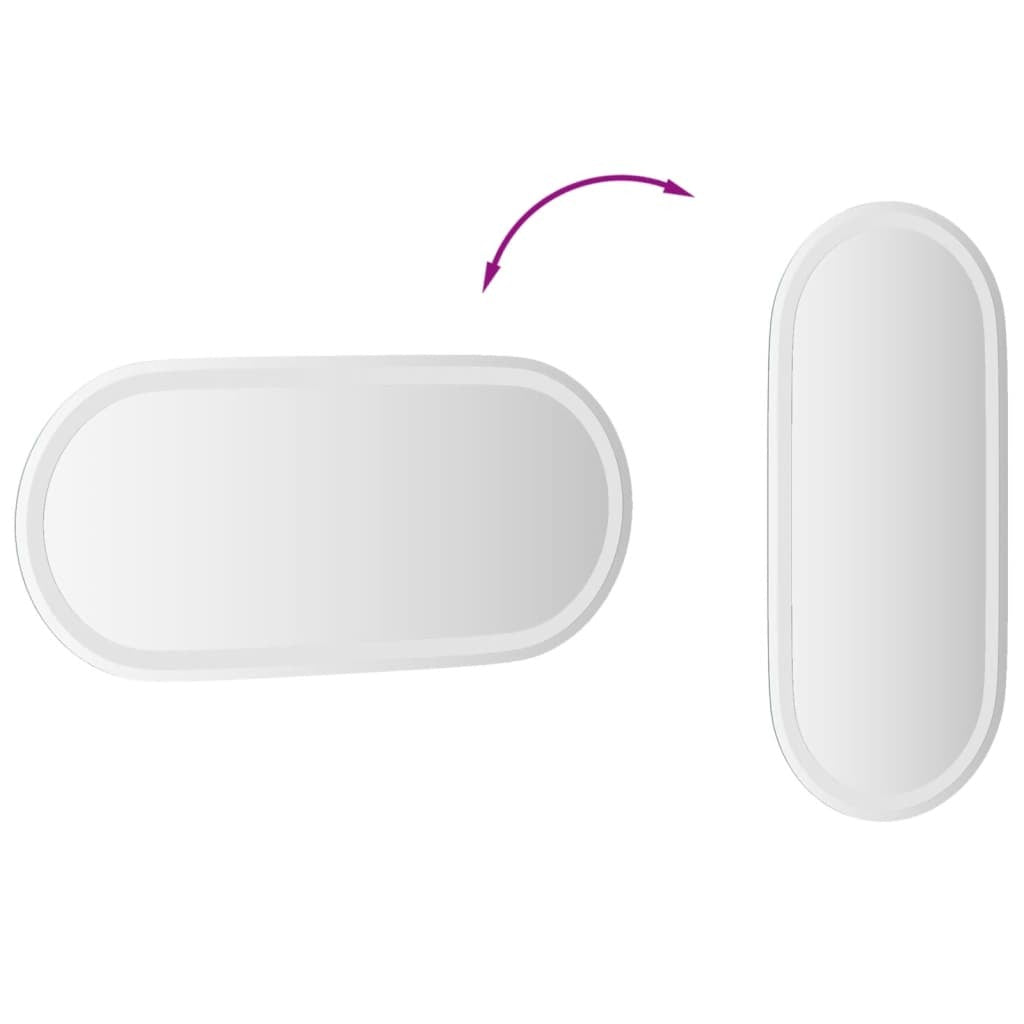 31.5 inch oval LED mirror with mounting hooks showing simple installation process for bathroom