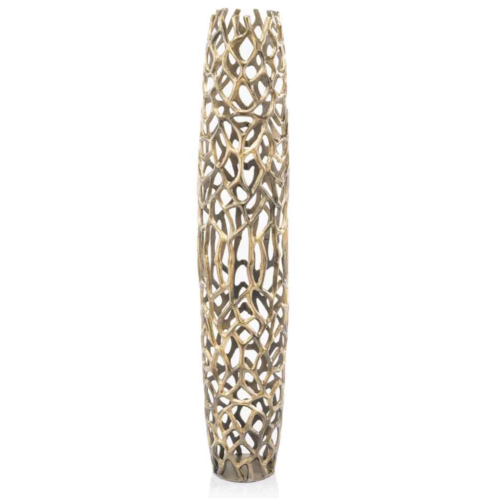 47 inch gold twigs vase full view demonstrating impressive floor placement ideal for grand entryways