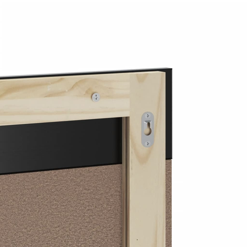 23.6 inch black bathroom mirror with shelf side view showing 4.7 inch depth and solid pine wood frame