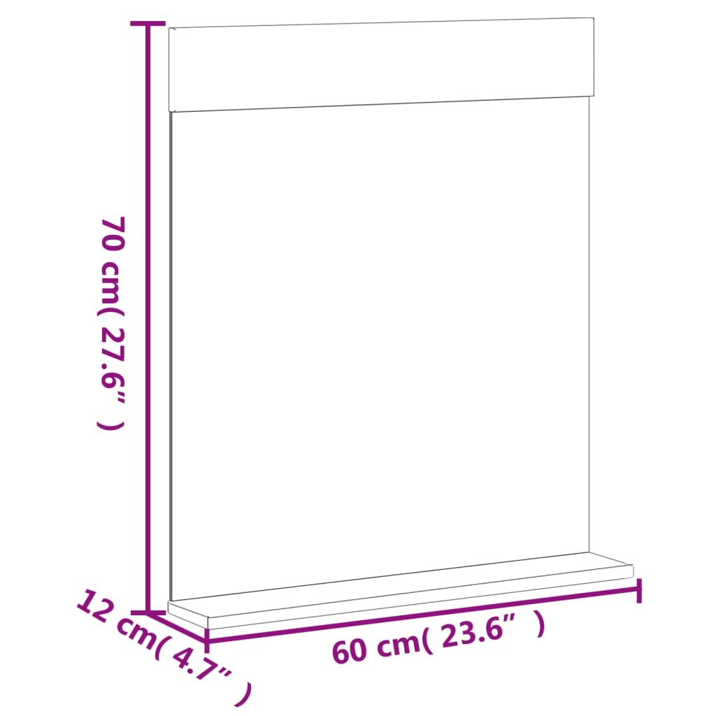 Modern black bathroom mirror with shelf full product view, 23.6x27.6 inch wall-mounted storage solution for small bathrooms