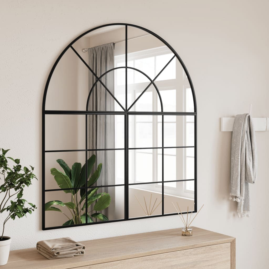 Sleek 40x20 inch black rectangular wall mirror with minimalist powder-coated iron frame, high-quality glass perfect for bathroom, bedroom, or living room modern decor