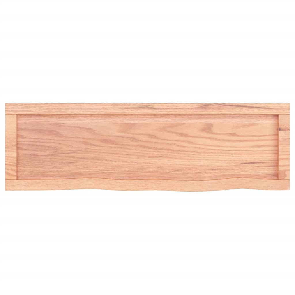 Light brown oak floating shelf in living room interior with modern decor