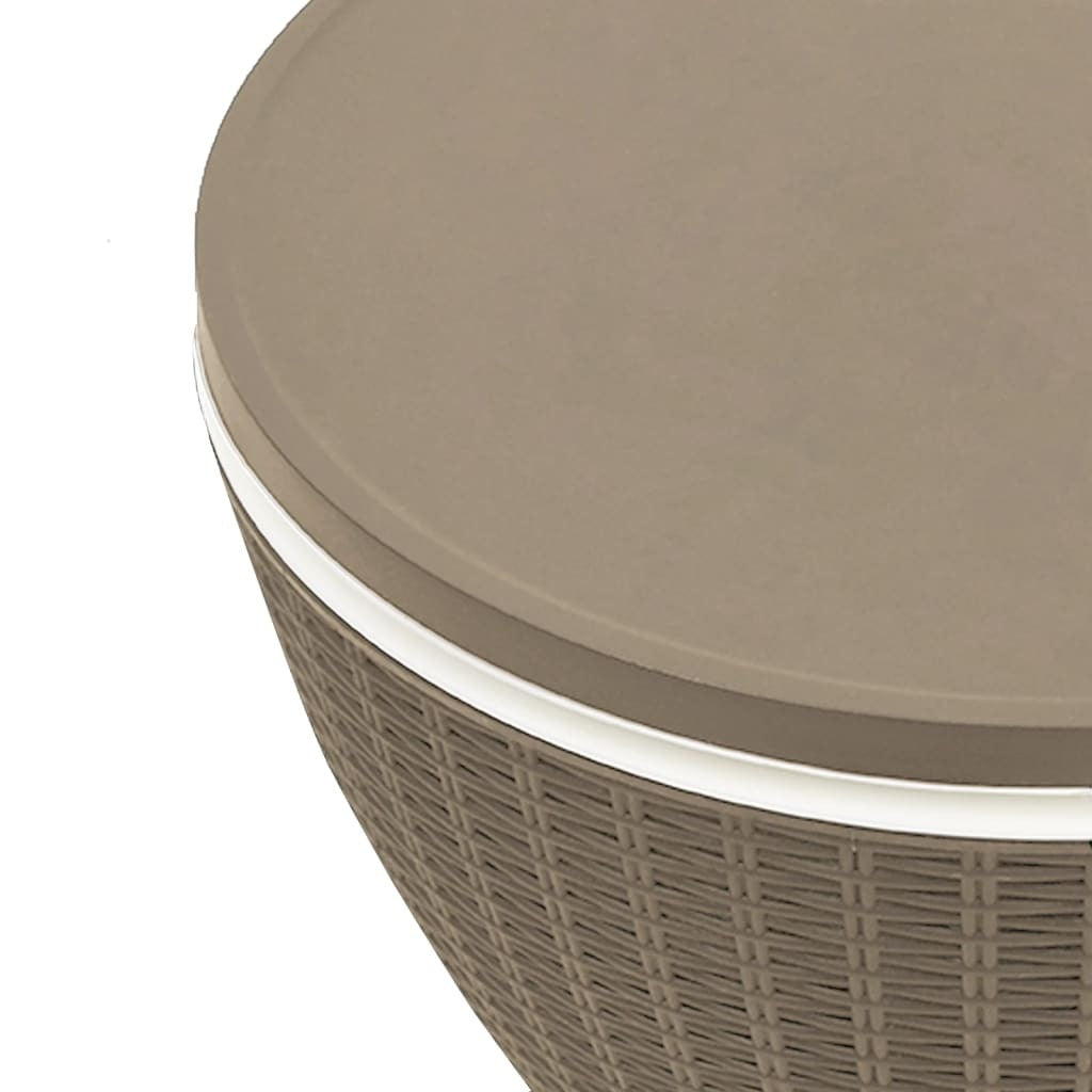 Close-up of cooler table construction showing durable weather-resistant materials