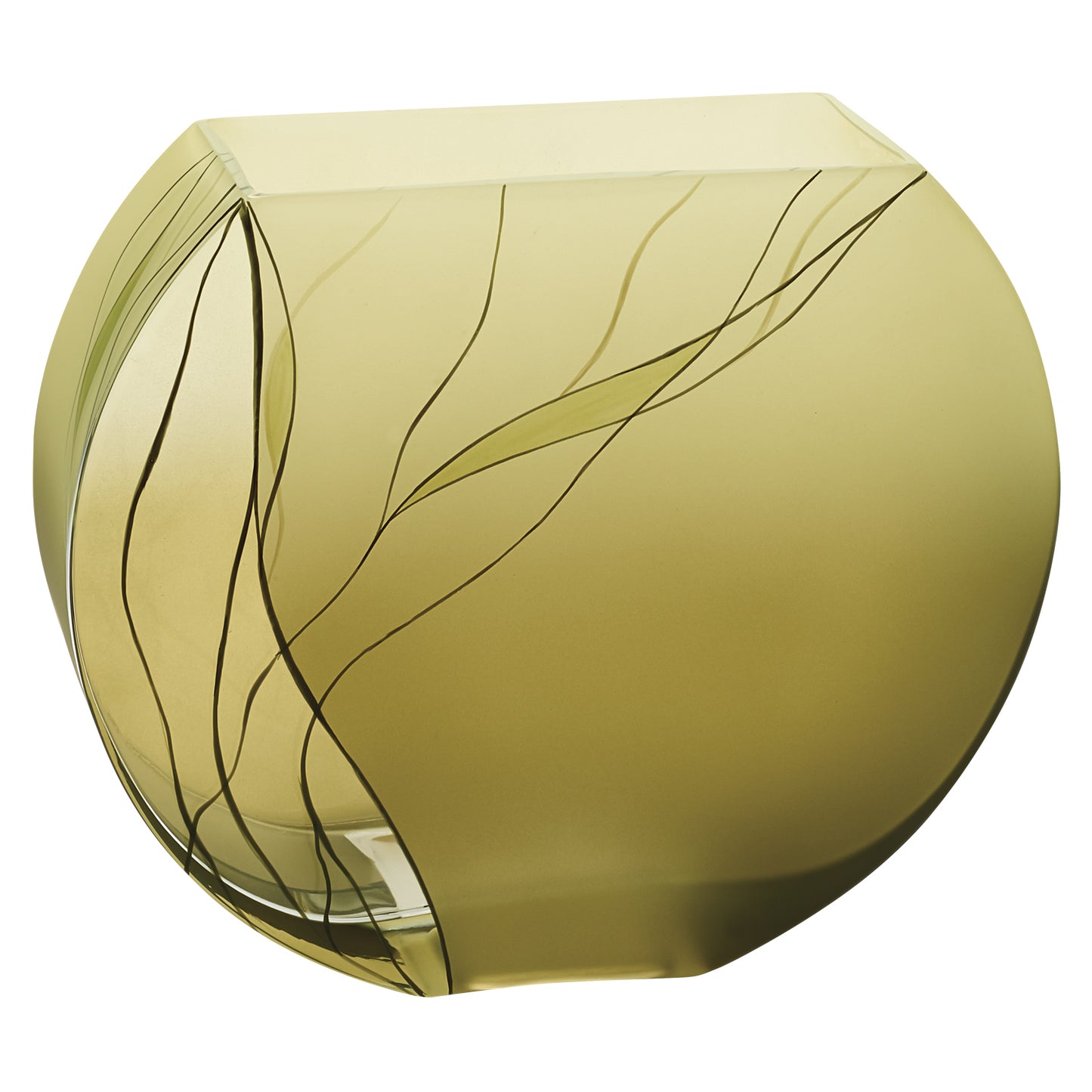 European green glass vase 9 inch close-up showing hand decorated details and premium mouth blown craftsmanship